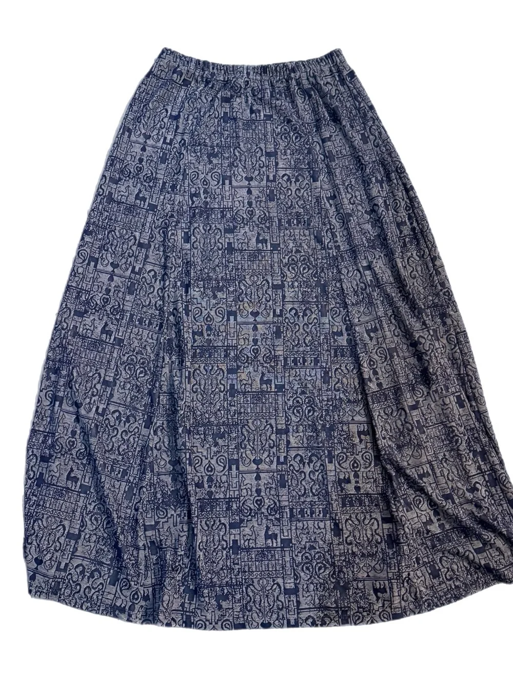 Coldwater Creek Navy Printed Maxi Skirt Lama Print